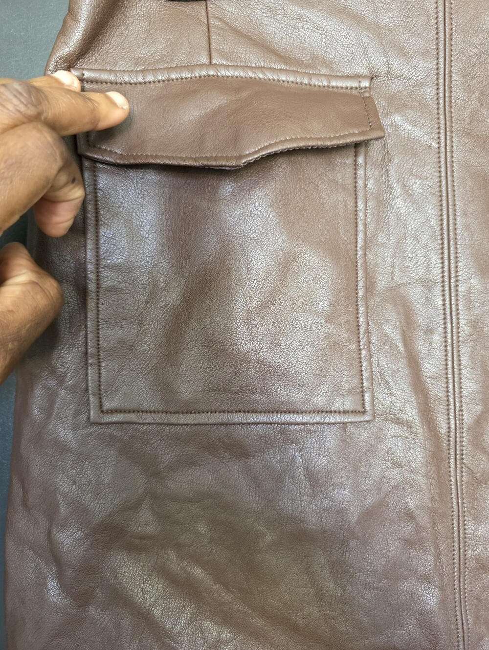 Black Tape Brown Faux Leather Mini Skirt Women's Small Zip Back Pocket Detail - Picture 4 of 8